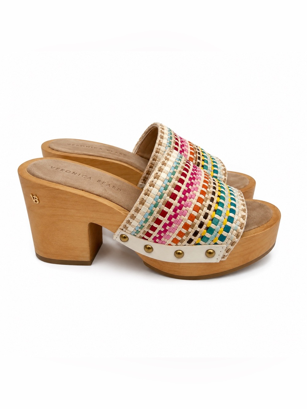 Veronica Beard Hannalee Woven Platform Clog Sandals Multicolor 7M